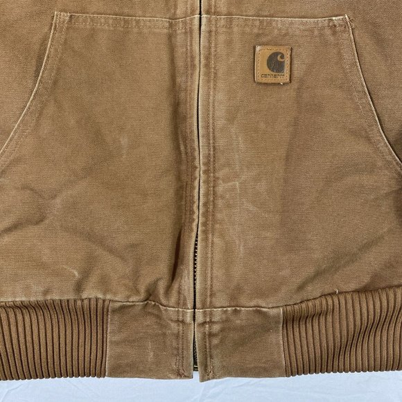 Carhartt Cotton Canvas Hooded Jacket Winter Work Lined Coat Mens Large CF41 - Picture 4 of 8